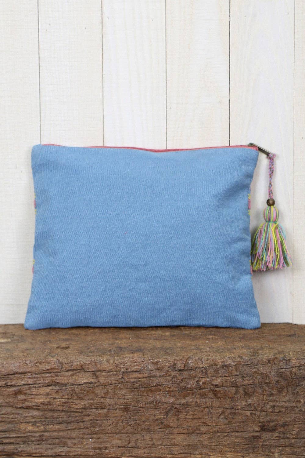 Embroidered Clutch with Tassel Pull