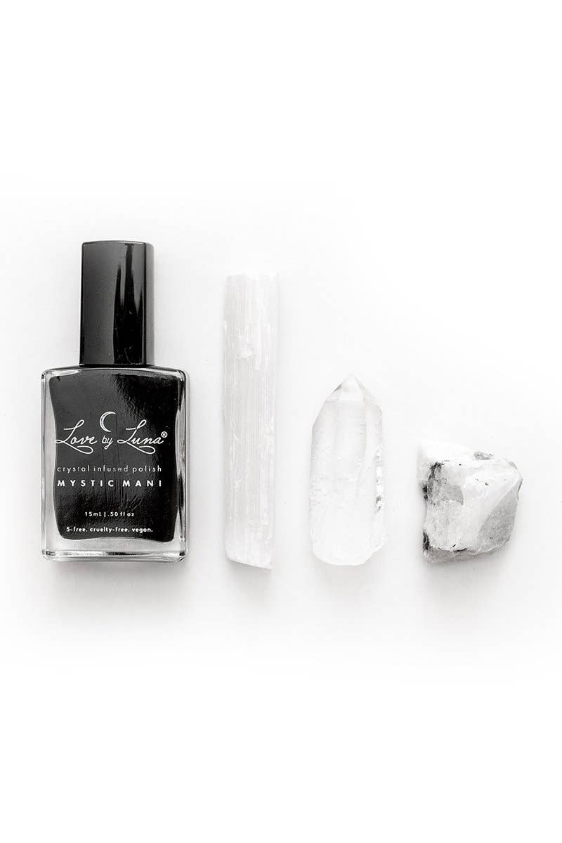 New Moon Nail Polish- infused with Selenite, Clear Quartz + Moonstone