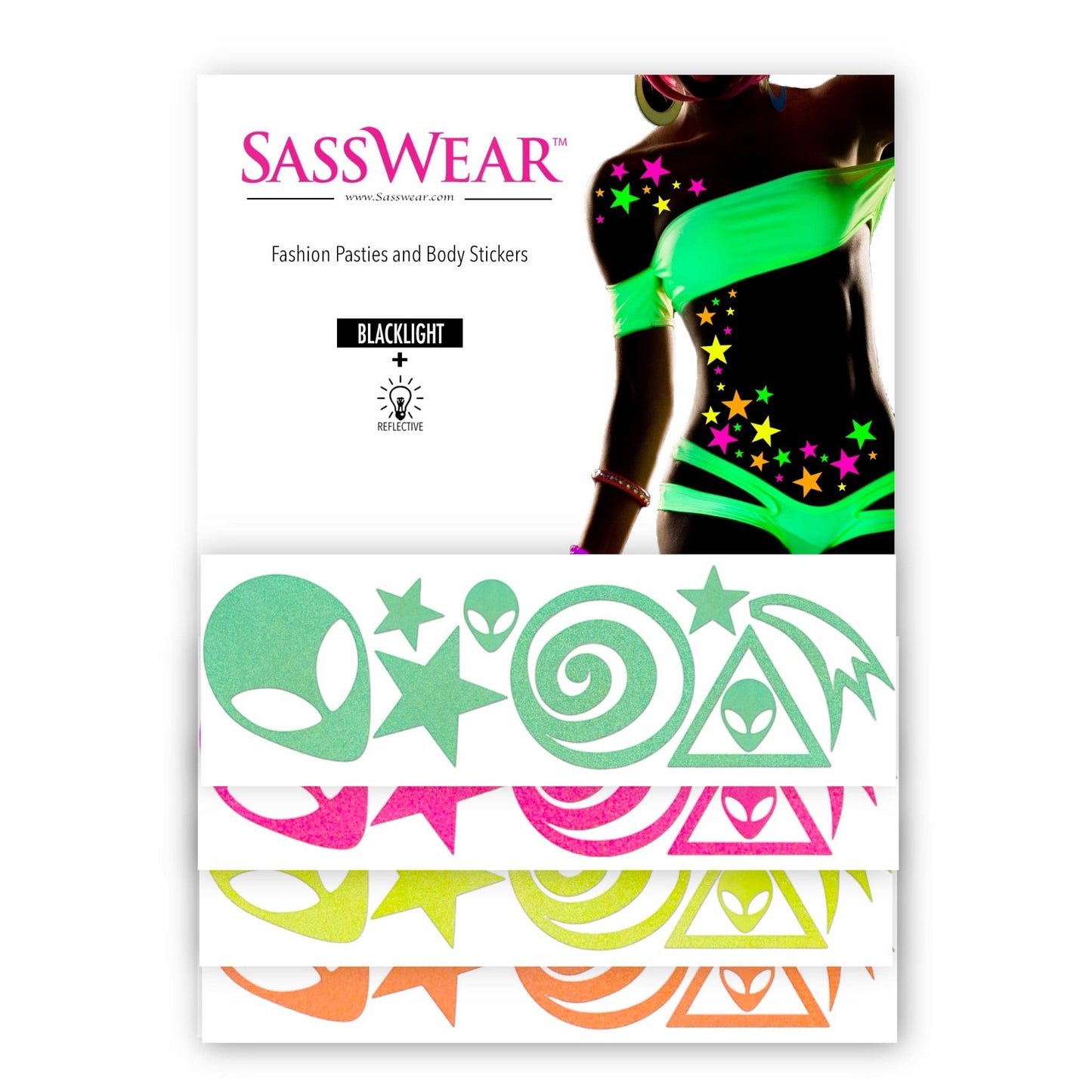 Alien Blacklight Body Stickers-40 Pk