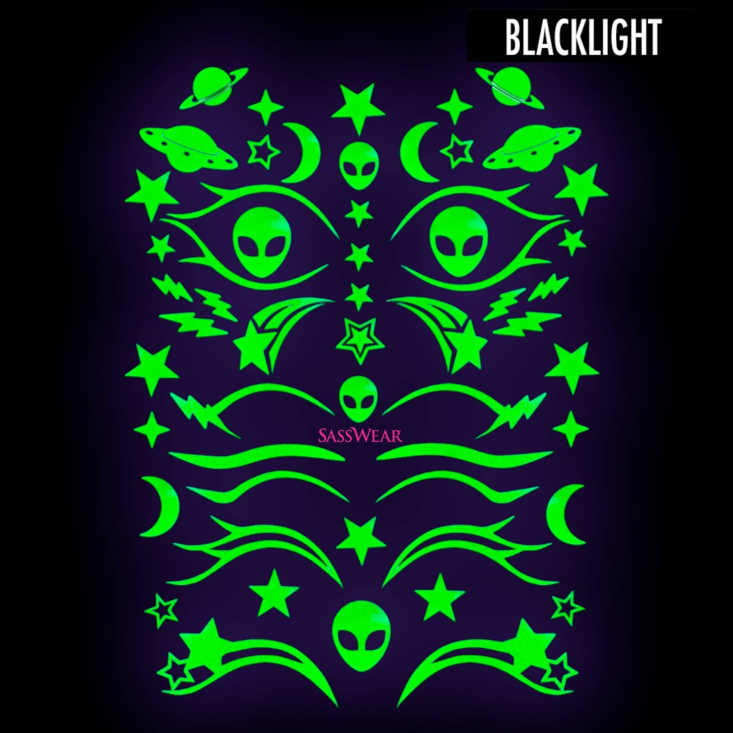 Festival Face Decals- Alien Neon Green