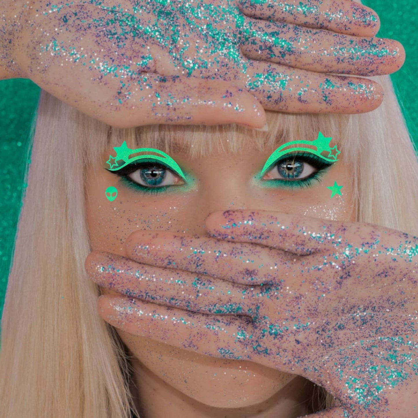 Festival Face Decals- Alien Neon Green