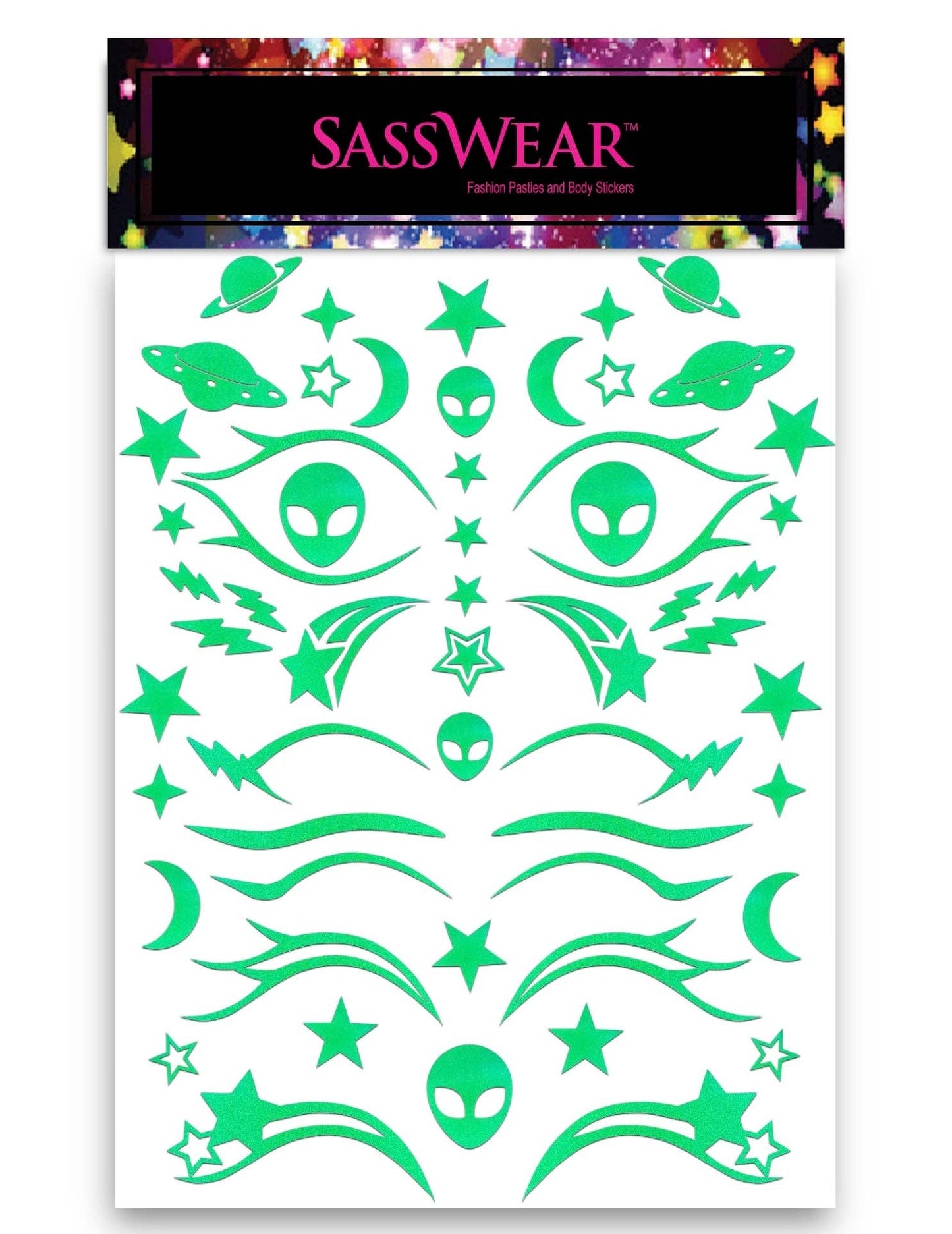 Festival Face Decals- Alien Neon Green
