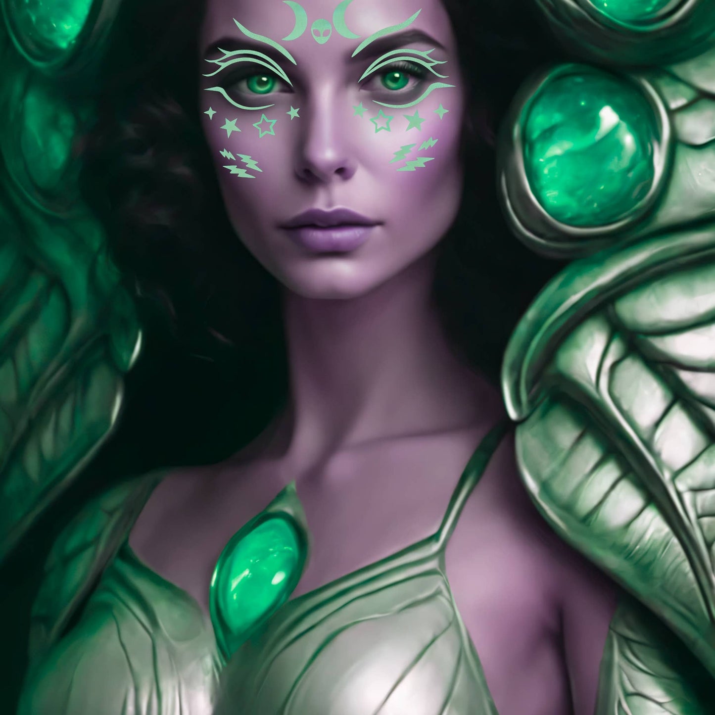 Festival Face Decals- Alien Neon Green