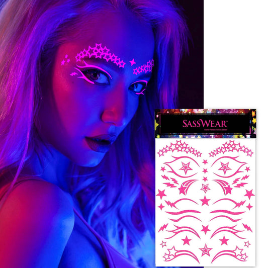 Festival Face Decals- Stars Neon Pink
