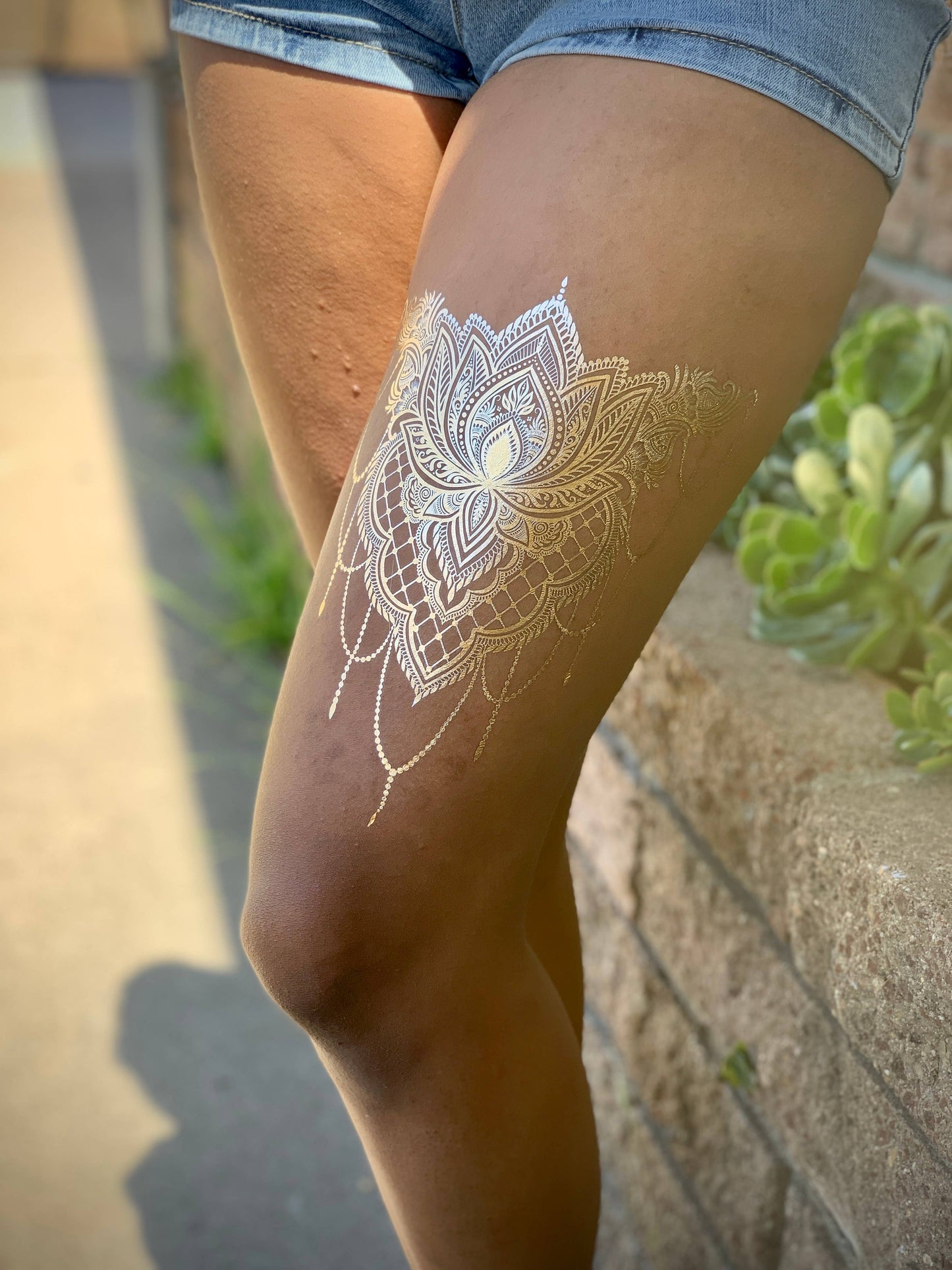 Gold Foil Tattoo | Lotus