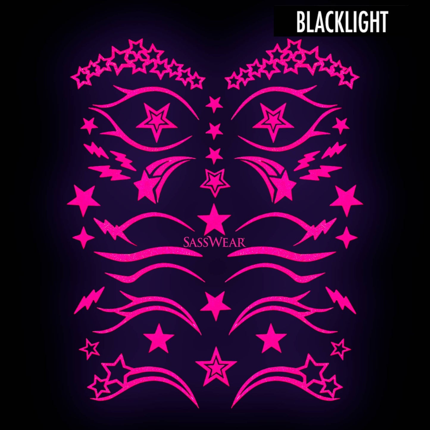 Festival Face Decals- Stars Neon Pink