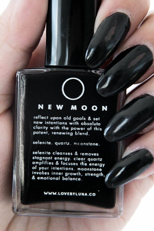 New Moon Nail Polish- infused with Selenite, Clear Quartz + Moonstone