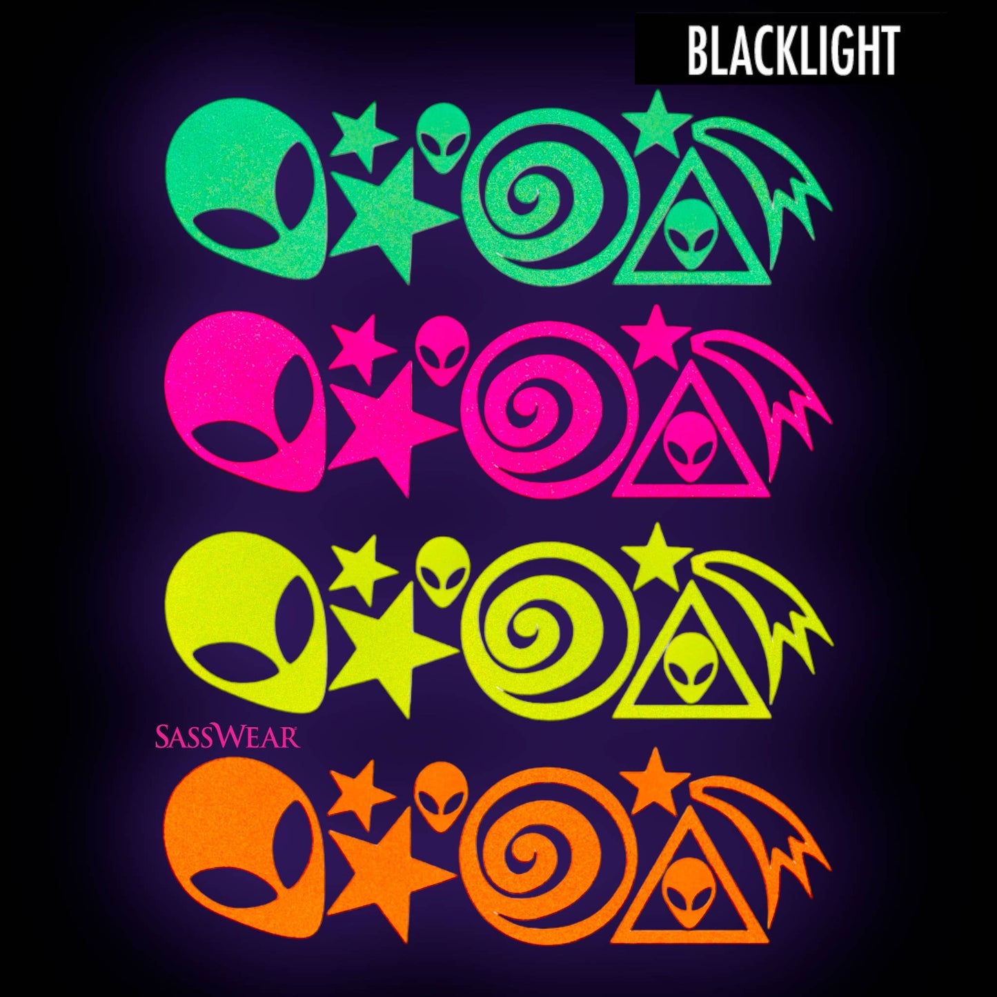 Alien Blacklight Body Stickers-40 Pk